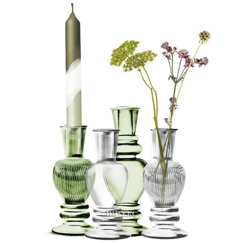 Стеклянная ваза-подсвечник Stefano 16 см зеленая, 2 шт Ideas4Seasons