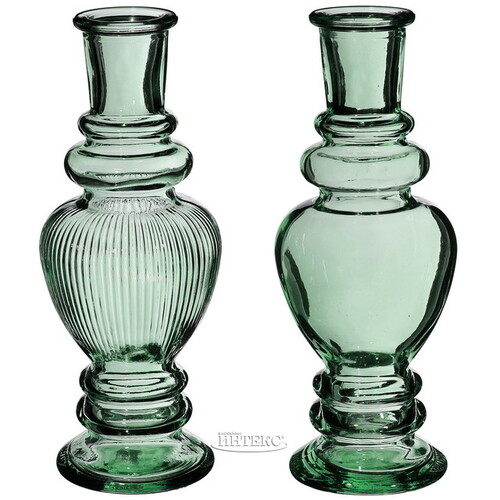 Стеклянная ваза-подсвечник Stefano 16 см темно-зеленая, 2 шт Ideas4Seasons