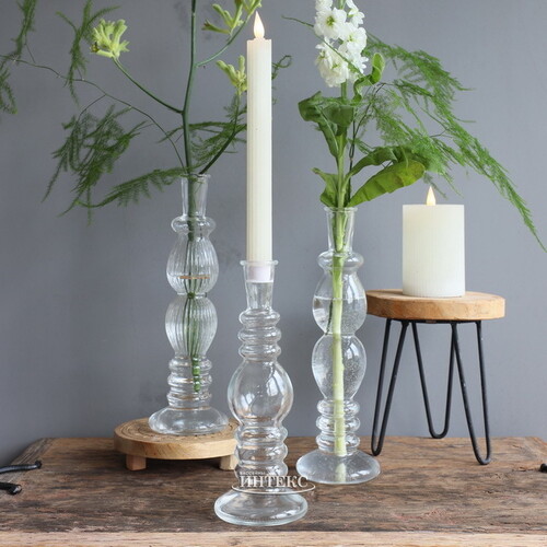 Стеклянная ваза-подсвечник Florence 28 см янтарная, 2 шт Ideas4Seasons