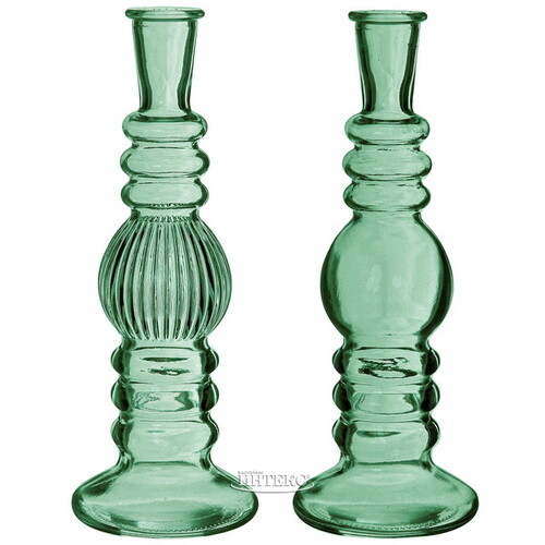 Стеклянная ваза-подсвечник Florence 23 см зеленая, 2 шт Ideas4Seasons