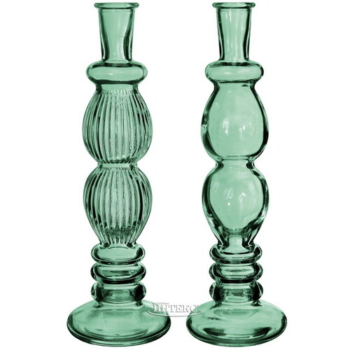 Стеклянная ваза-подсвечник Florence 28 см зеленая, 2 шт Ideas4Seasons