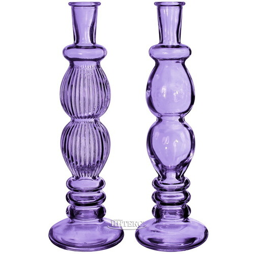 Стеклянная ваза-подсвечник Stefano 28 см фиолетовая, 2 шт Ideas4Seasons