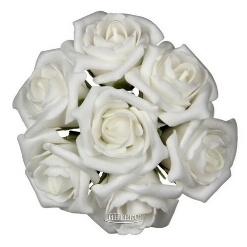 Искусственные розы для декора Lallita 18 см, 7 шт, белые Ideas4Seasons