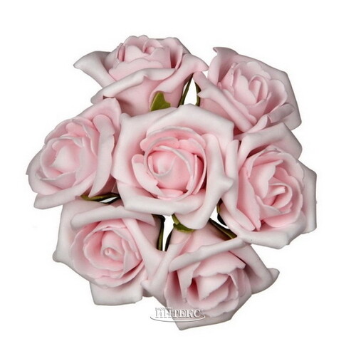 Искусственные розы для декора Lallita 18 см, 7 шт, нежно-розовые Ideas4Seasons