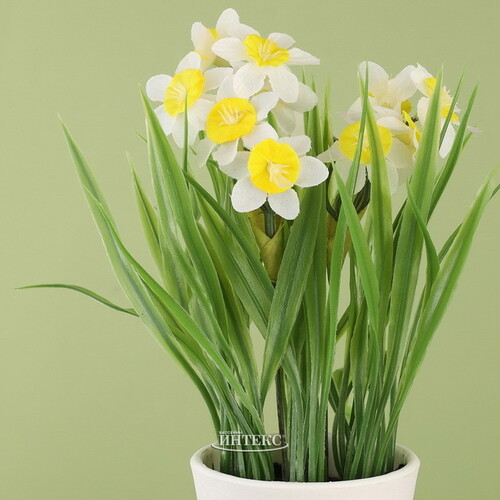 Искусственный цветок в горшке Bianche - Нарцисс 21 см Koopman