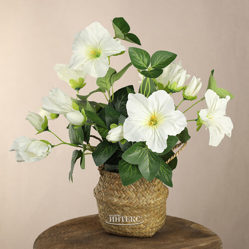 Искусственный цветок в горшке Petunia 35*20 см белая Koopman