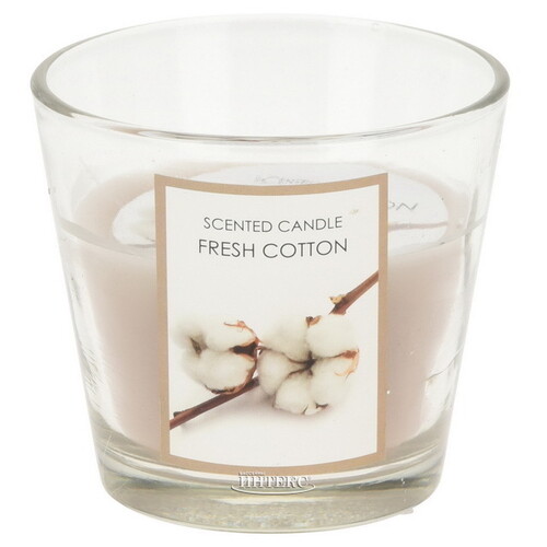 Ароматическая свеча Fresh Cotton 8 см, в стеклянном стакане Koopman