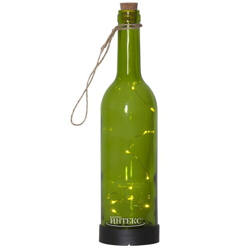 Садовый светильник-бутылка Solar Firefly на солнечной батарее, 31 см, 10 теплых белых LED ламп, зелёный, IP44 Star Trading
