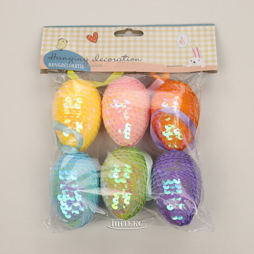Пасхальные подвески Яйца - Color Easter 6 см, 6 шт Koopman