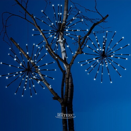 Гирлянда на дерево Фейерверки 45 см*6 шт, 432 холодных белых LED ламп с мерцанием, контроллер, IP44 Kaemingk