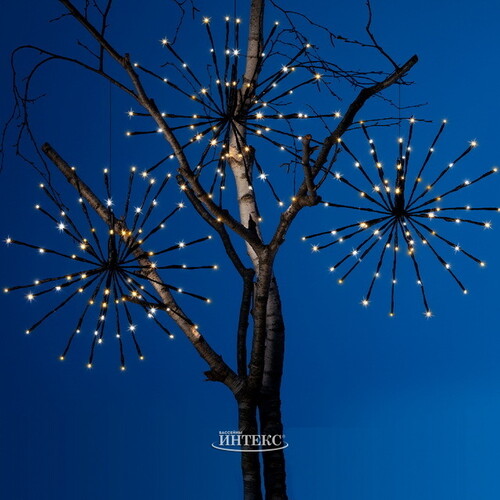 Гирлянда на дерево Фейерверки 45 см*6 шт, 432 теплых белых LED ламп с мерцанием, контроллер, IP44 Kaemingk