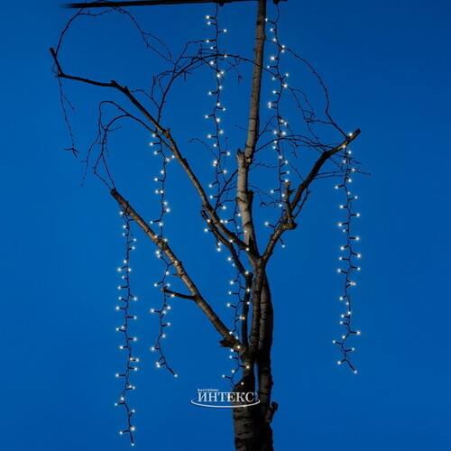 Гирлянда на дерево Каскад 80 см*6 шт, 192 теплые белые LED лампы, черный ПВХ, IP44 Kaemingk