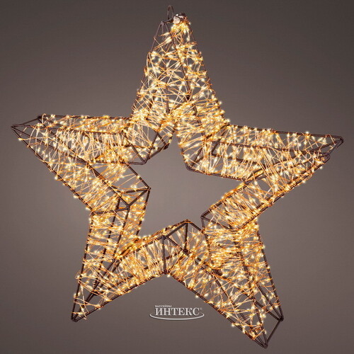 Светодиодное украшение Звезда Тессеус 38 см, 1500 теплых белых LED ламп, таймер, IP44 Kaemingk