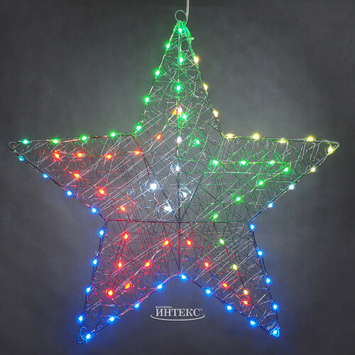 Светящаяся звезда Stella 58 см, 80 разноцветных LED ламп, контроллер, таймер, пульт управления, IP44 Kaemingk
