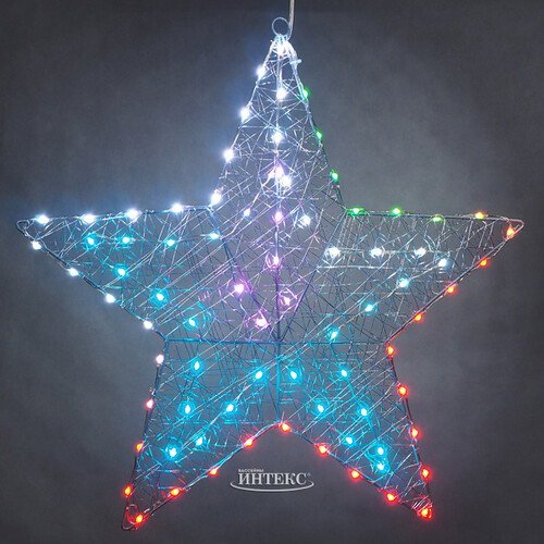 Светящаяся звезда Stella 58 см, 80 разноцветных LED ламп, контроллер, таймер, пульт управления, IP44 Kaemingk