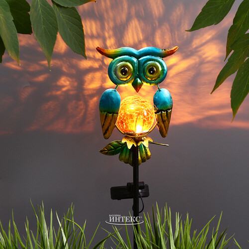 Садовый светильник на солнечной батарее Solar Owl 54 см, IP44, голубой Koopman