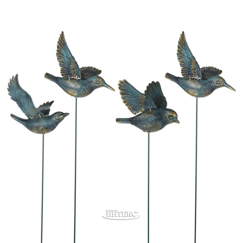 Набор садовых штекеров Птички Флавио: Giardini Di Boboli 60 см, 4 шт, синие Koopman