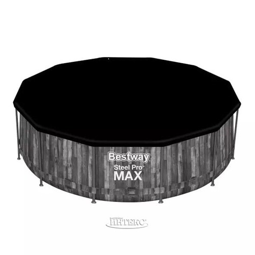 Каркасный бассейн 5619K Bestway Steel Pro Max - Grey Wood 366*122 см, фильтр-насос, навес, лестница Bestway