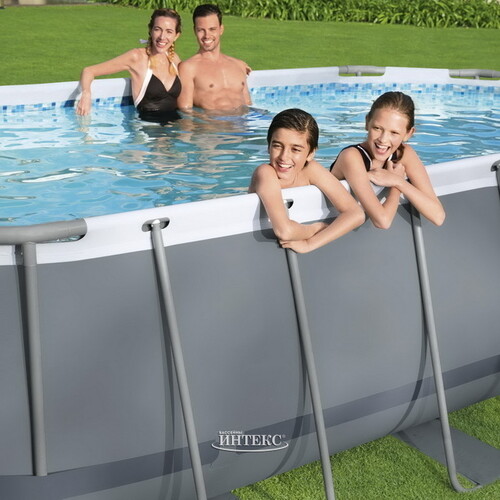 Каркасный овальный бассейн Bestway Power Steel Gray 427*250*100 см, фильтр-насос, аксессуары Bestway