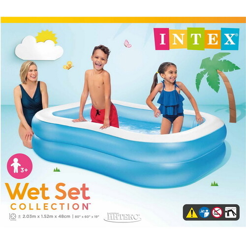 Семейный надувной бассейн Swimming Party 203*152*48 см INTEX