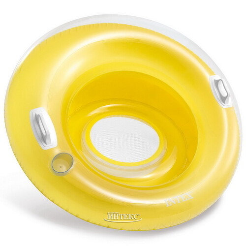 Надувной круг-кресло Леденец с сетчатым дном 119 см жёлтый, до 100 кг INTEX