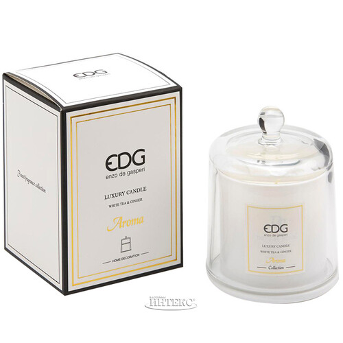 Ароматическая свеча Quasco: White Tea&Ginger 12 см, 28 часов горения EDG