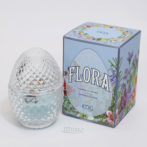 Ароматическая свеча Flora - Waterlily&Rose 12 см, 20 часов горения EDG