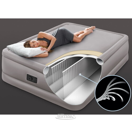 Надувная кровать с насосом Foam Top 152*203*51 см INTEX