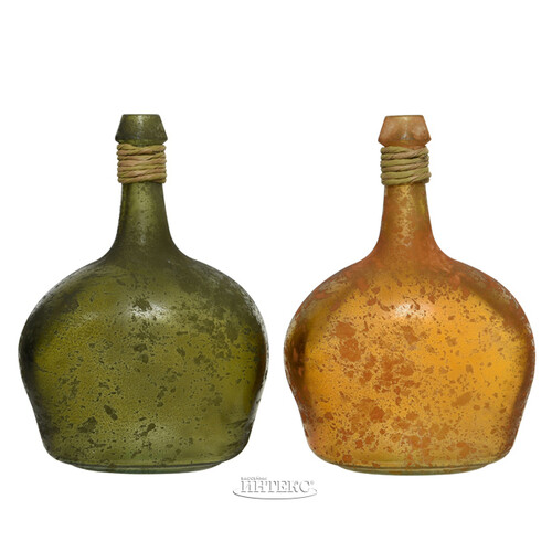 Декоративная бутылка Корфу 26 см зеленая, стекло Kaemingk