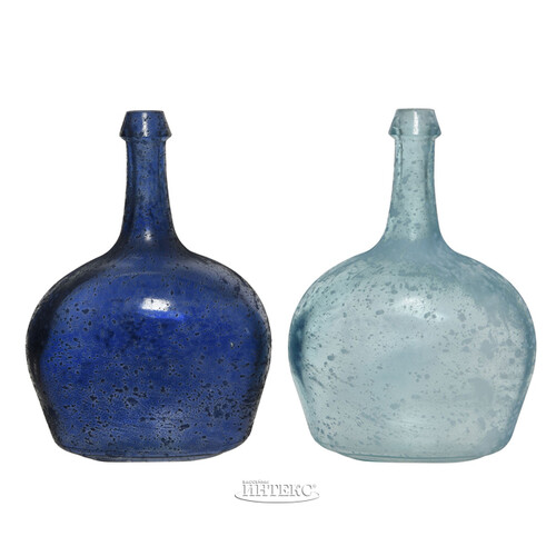 Декоративная бутылка Корфу 26 см голубая, стекло Kaemingk