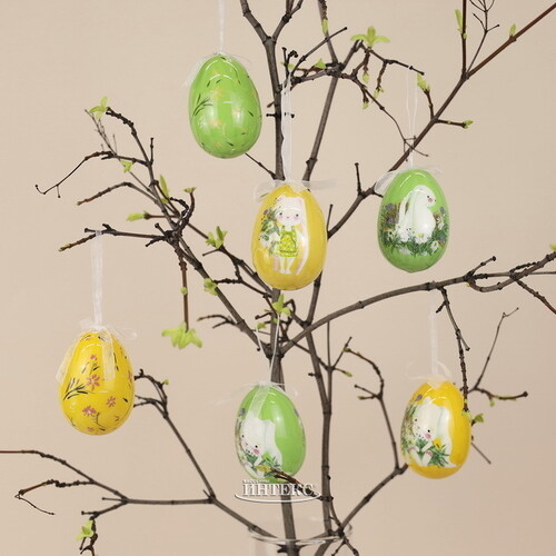Пасхальные украшения Яйца Happy Sappy Easter 8 см, 6 шт, подвеска Kaemingk