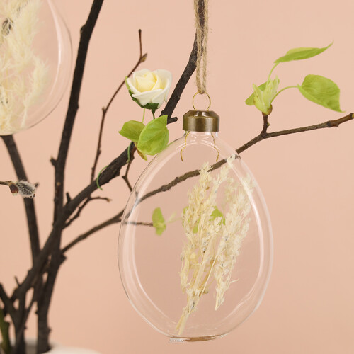 Пасхальные украшения Яйца Spring Flowers 11 см, 3 шт, стекло, подвеска Kaemingk
