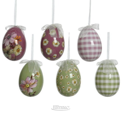 Пасхальные украшения Яйца Flower Easter 12 см, 6 шт, подвеска Kaemingk