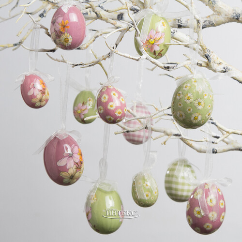 Пасхальные украшения Яйца Flower Easter 4-6 см, 12 шт, подвеска Kaemingk