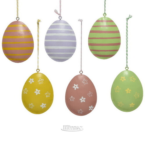Пасхальные украшения Яйца Lovely Easter 9 см, 6 шт, подвеска Kaemingk