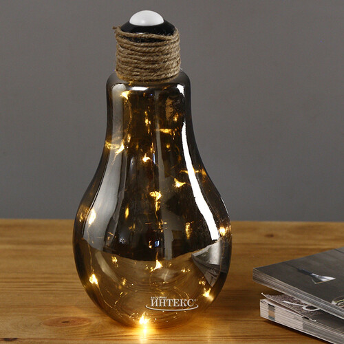 Декоративный светильник-лампочка Smoky Light 22 см, теплые белые LED, на батарейках, IP20 Kaemingk