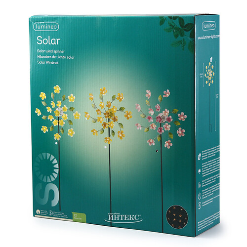 Садовый светильник на солнечной батарее Solar - Daisy Pink 119 см, с вращением, IP44 Kaemingk