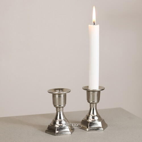 Декоративный подсвечник для 1 свечи Деимус 8 см серебряный Koopman