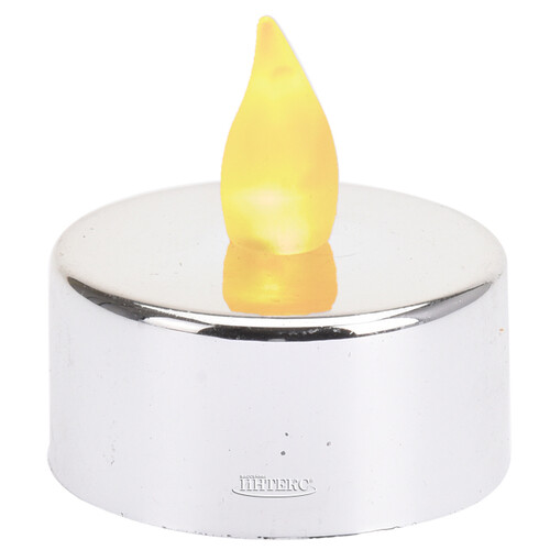 Чайная светодиодная свеча Серебряный Глянец, 4 см, янтарное пламя, батарейка Koopman