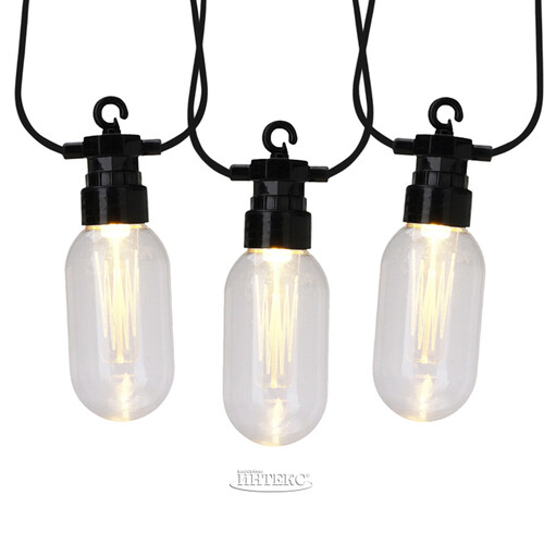 Гирлянда из лампочек Duette 4.5 м, 10 ламп, теплые белые LED, черный ПВХ, IP44 Koopman
