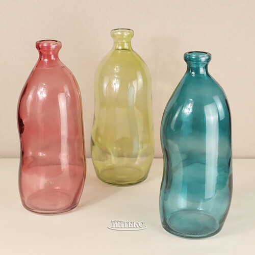Стеклянная ваза-бутылка Adagio 36 см желтая Koopman