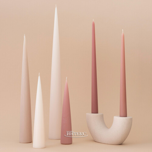 Декоративная свеча - конус Андреа Velvet 37 см, белая Candleslight
