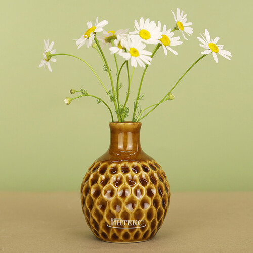 Фарфоровая ваза Honeycombs 10 см медовая Koopman