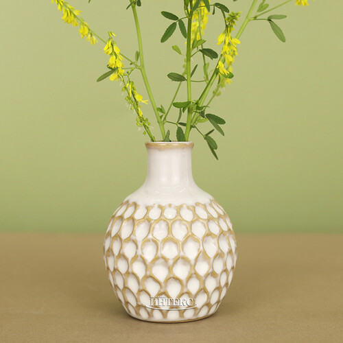 Фарфоровая ваза Honeycombs 10 см белая Koopman