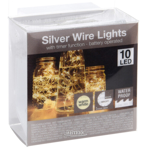 Светодиодная гирлянда Роса Oasis с батареечным блоком-свечой, 50 см, 10 теплых белых LED, серебряная проволока Koopman