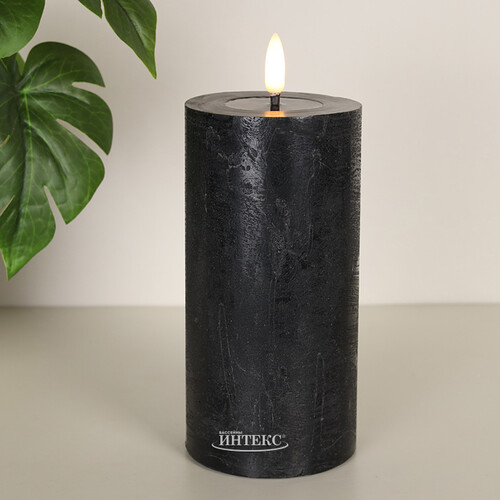 Светодиодная свеча с имитацией пламени Игрим 15 см черная, батарейка Peha