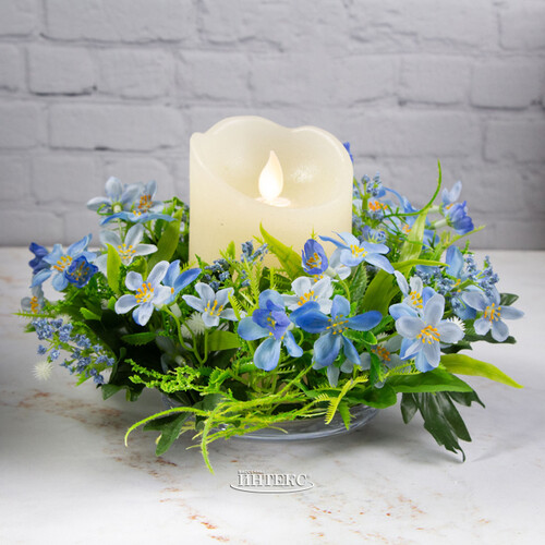 Венок для свечи Голубые Незабудки 22 см Swerox