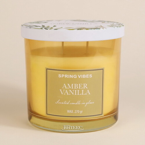 Ароматическая свеча Melania - Amber Vanilla 10 см, в стеклянном стакане Koopman