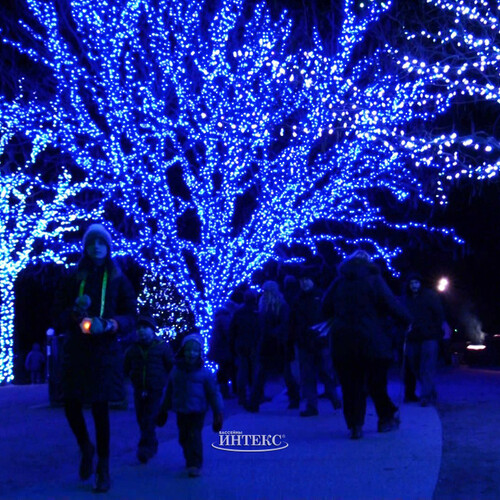 Гирлянды на дерево Клип Лайт Quality Light 100 м, 1000 синих LED ламп, прозрачный ПВХ, IP44 BEAUTY LED