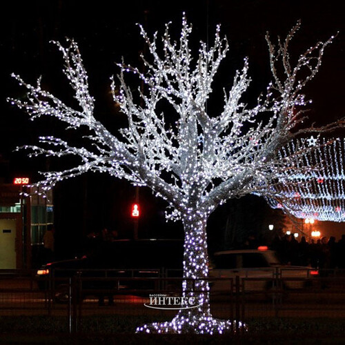 Гирлянды на дерево Клип Лайт Quality Light 30 м, 300 холодных белых LED ламп, прозрачный ПВХ, IP44 BEAUTY LED